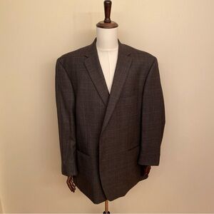 Ralph Lauren Men’s 52L Gray Red Windowpane Plaid Wool Blazer Jacket
